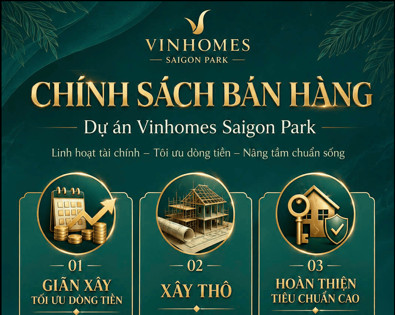 CHÍNH SÁCH BÁN HÀNG CHÍNH THỨC Dự án Vinhomes Saigon Park tại Hóc Môn