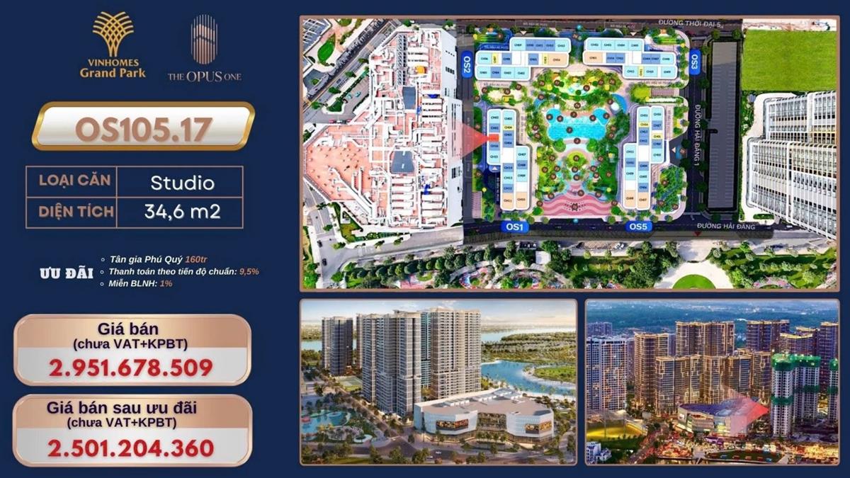 Giá bán The Opus One (Vinhomes Grand Park) bao nhiêu, đầu tư được không?