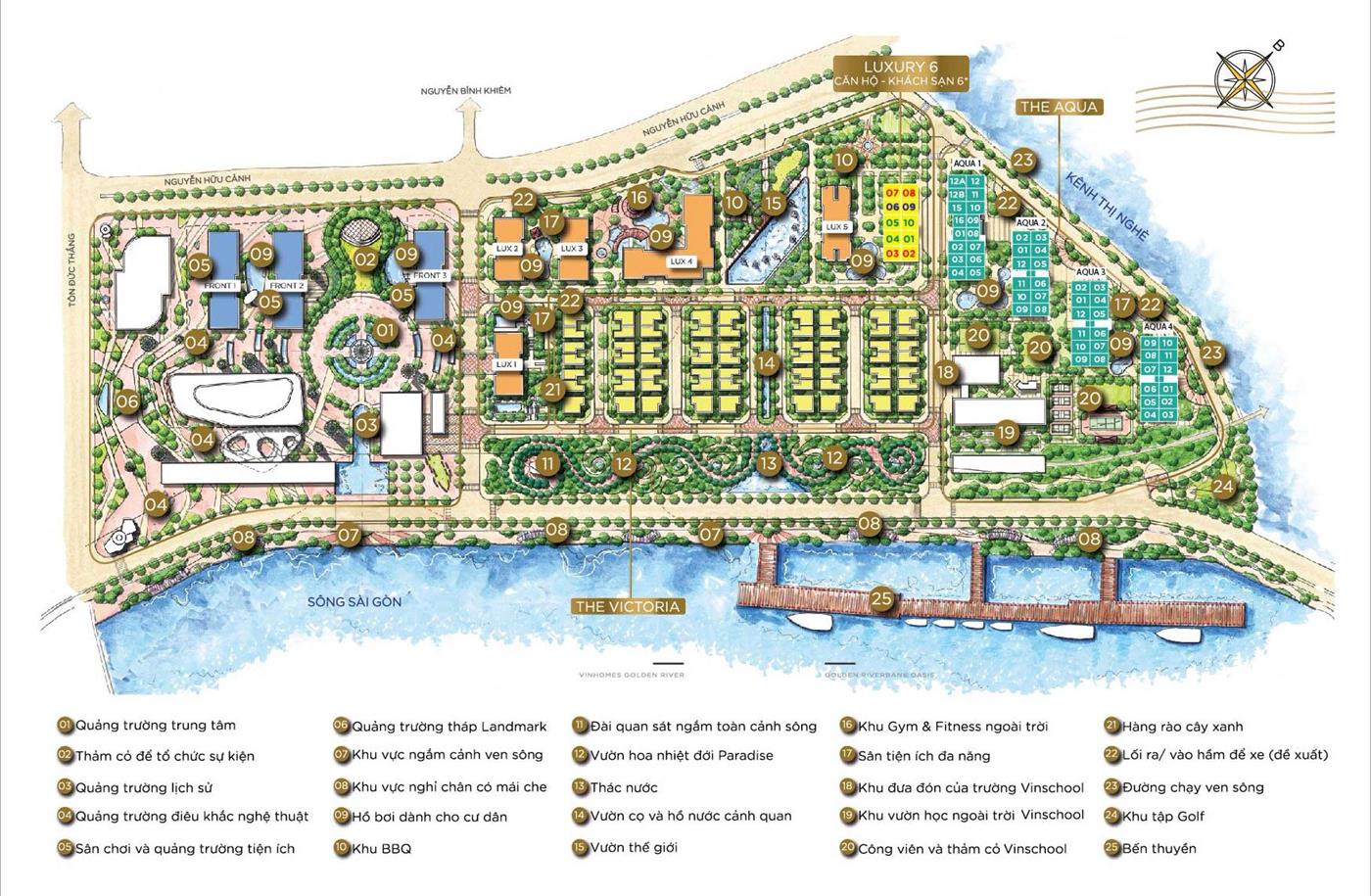 Mặt bằng dự án Vinhomes Golden River tại Bason, Bến Nghé, Quận 1.