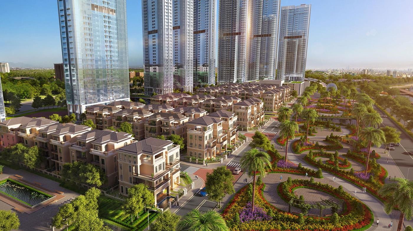 Hình ảnh phối cảnh biệt thự Bason The Victoria tại dự án Vinhomes Golden River.
