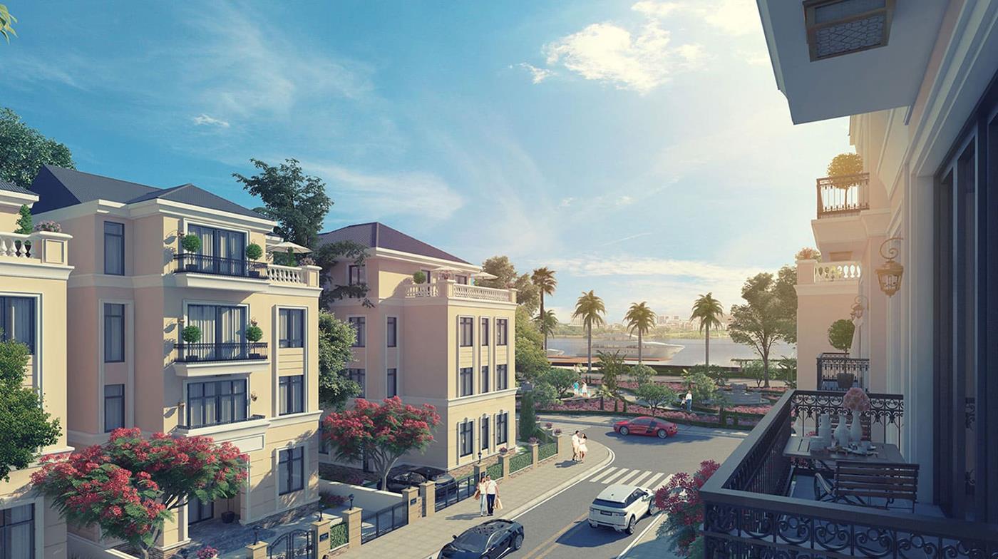 Hình ảnh phối cảnh biệt thự Bason The Victoria tại dự án Vinhomes Golden River.