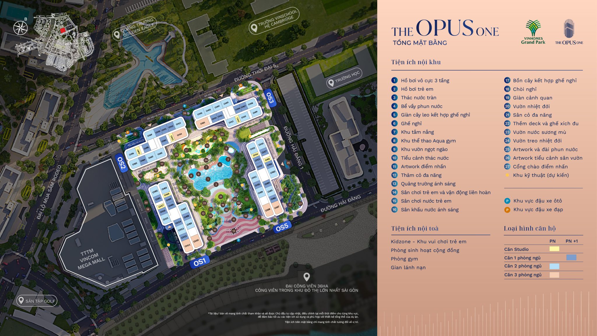 Mặt bằng tổng thể dự án The Opus One -  Vinhomes Grand Park