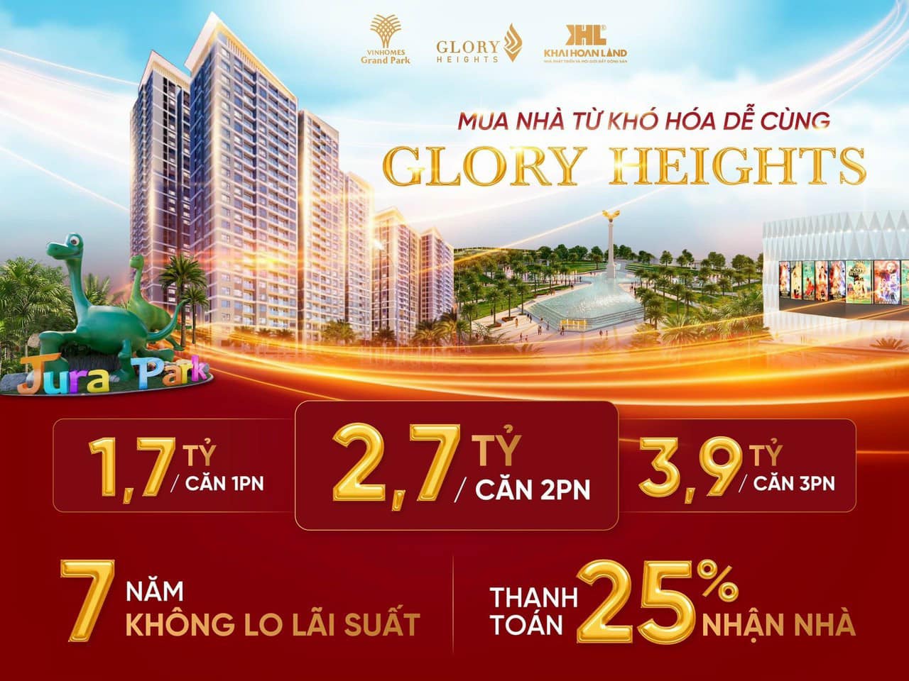 Giá bán căn hộ phân khu Glory Heights