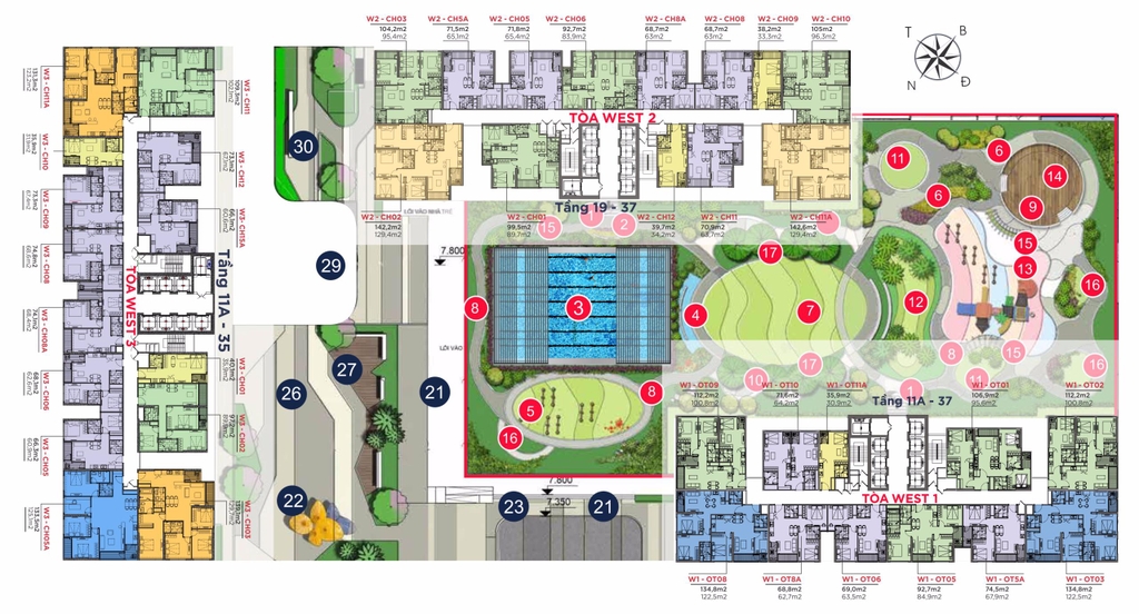 Mặt bằng tổng thể của dự án Vinhomes West Point