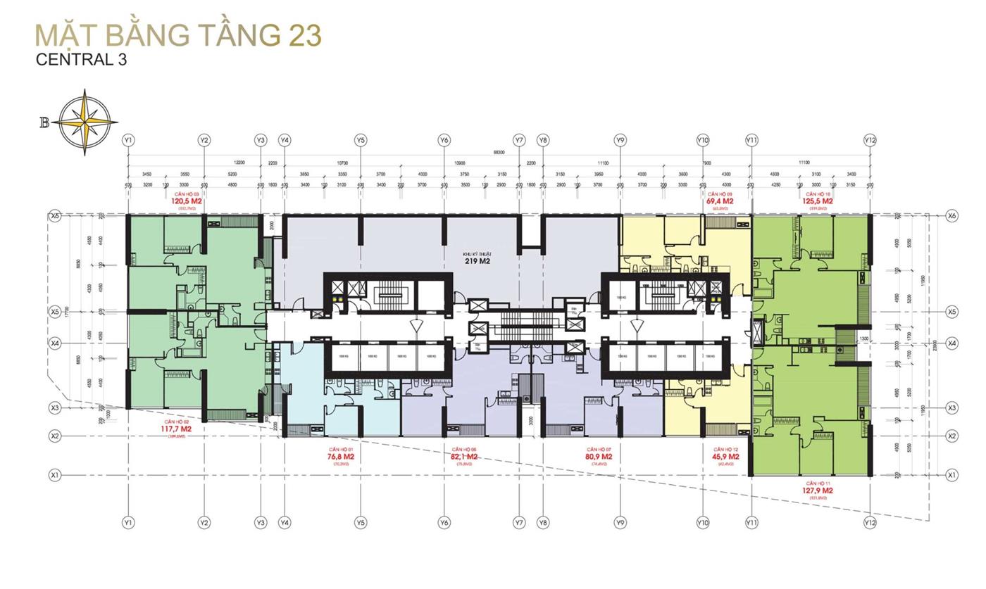 Mặt Bằng Central 3 Vinhomes Central Park Tầng 23