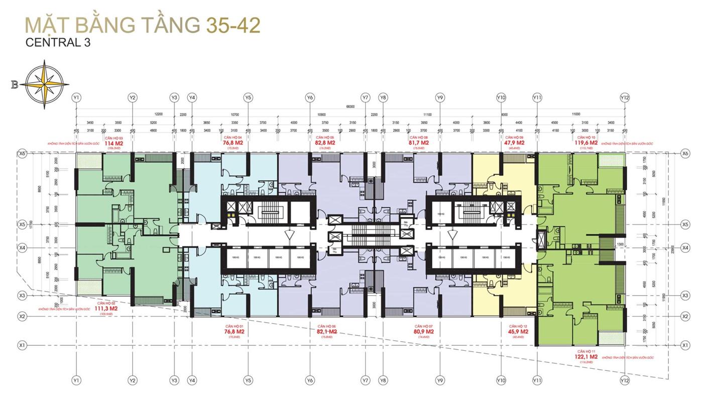 Mặt Bằng Central 3 Vinhomes Central Park Tầng 35 42