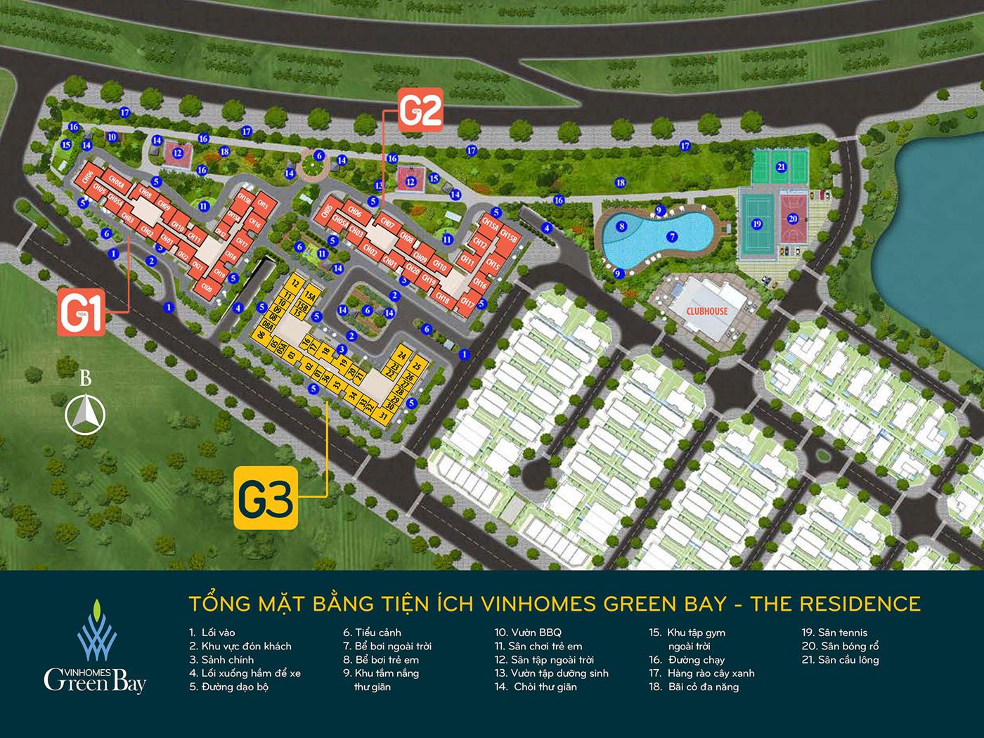 Mặt bằng tổng thể tòa G2 Vinhomes Green Bay