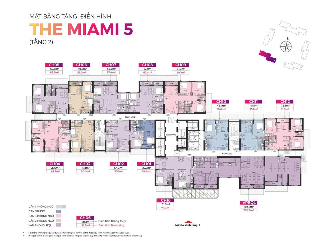 Mặt bằng điển hình tầng 2 tòa GS5