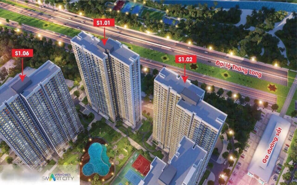 Phối cảnh tòa S1.01 The Sapphire 1 Vinhomes Smart City