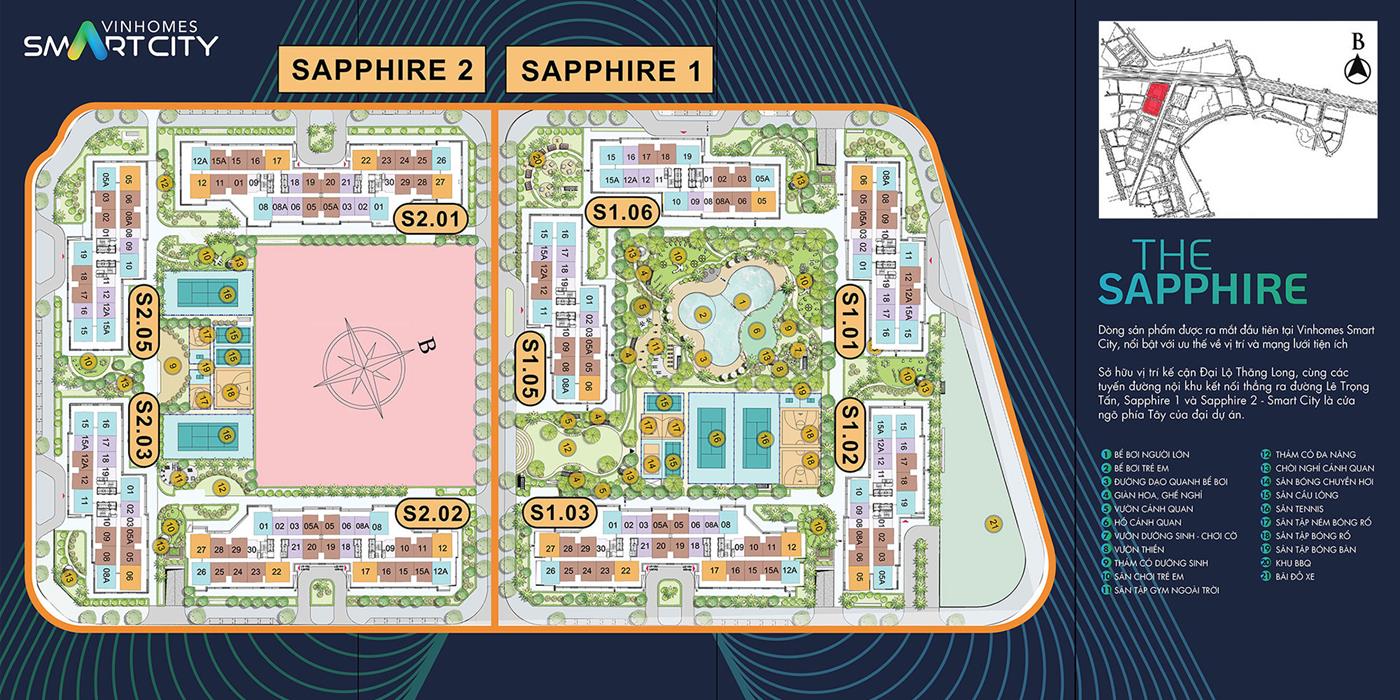 Mặt bằng tổng thể tòa S2.01 The Saphire 2 Vinhomes Smart City