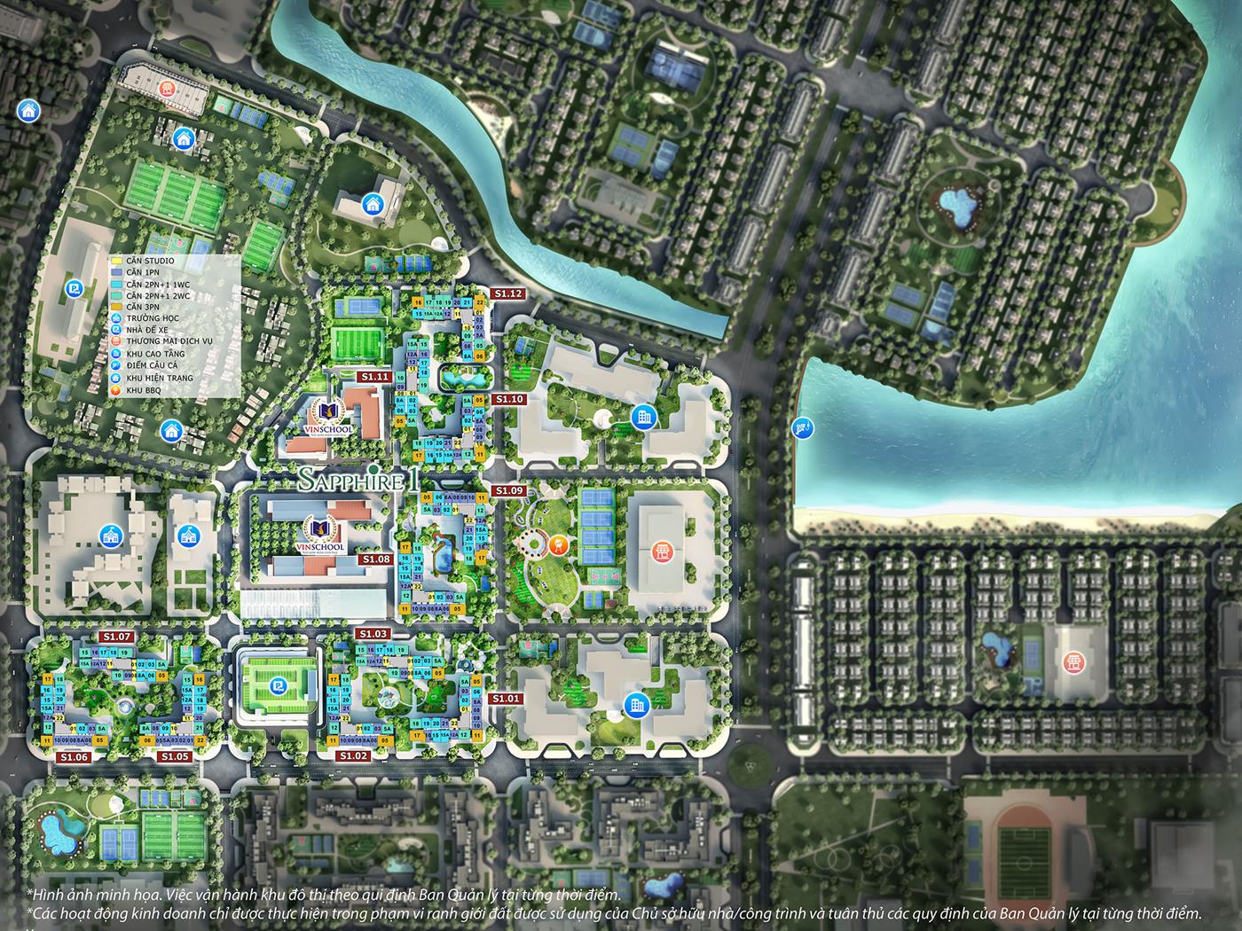 Mặt bằng tổng thể S1.09 The Sapphire 1 Vinhomes Ocean Park