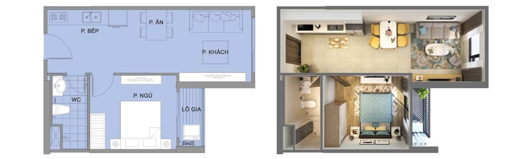 Thiết kế căn 1PN S1 09 Vinhomes Ocean Park