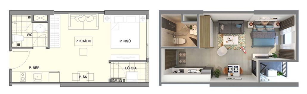 Thiết kế căn studio S1.09 Vinhomes Ocean Park