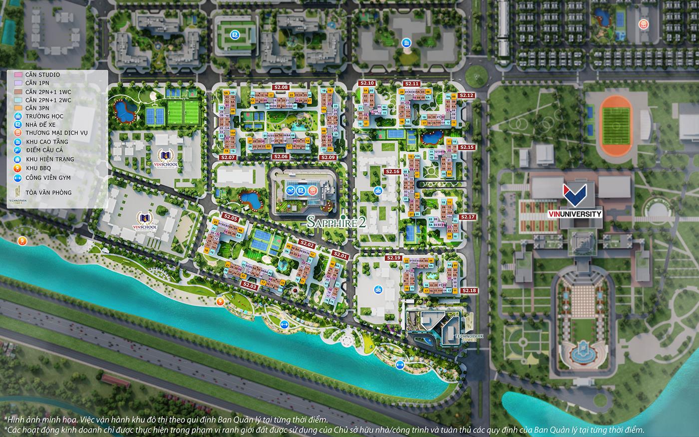 Mặt bằng tổng thể S2.15 The Sapphire 2 Vinhomes Ocean Park
