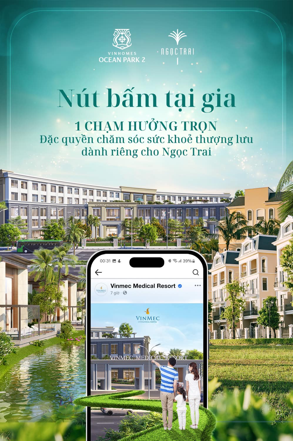 Cư dân Ngọc Trai được cung cấp Nút bấm riêng tại gia, có thể kết nối ngay lập tức với đội ngũ bác sĩ hàng đầu từ Vinmec Medical Resort – bệnh viện resort 5 sao đầu tiên tại Việt Nam.