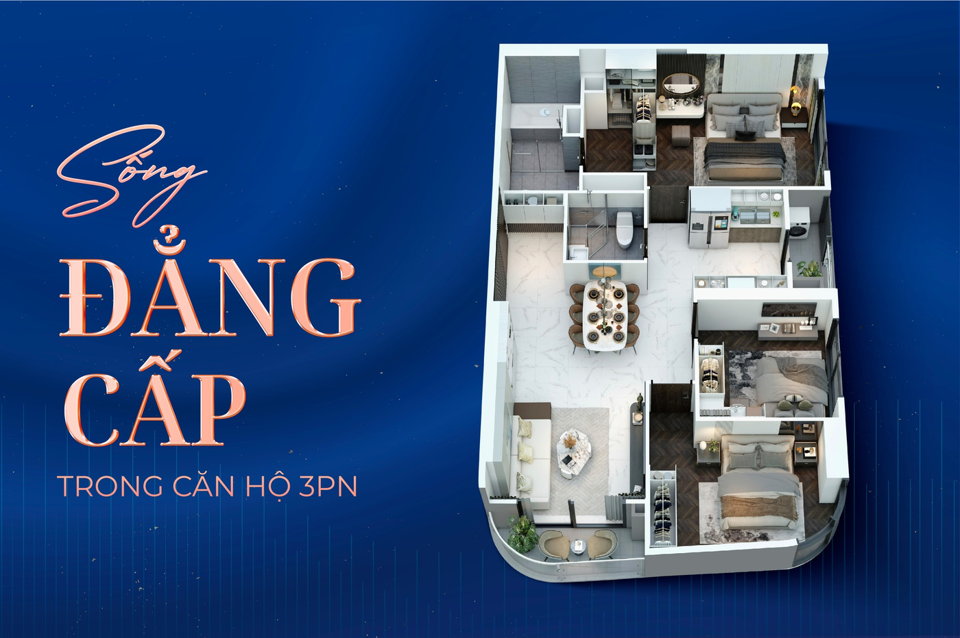 Layout căn 3 ngủ The Opus One