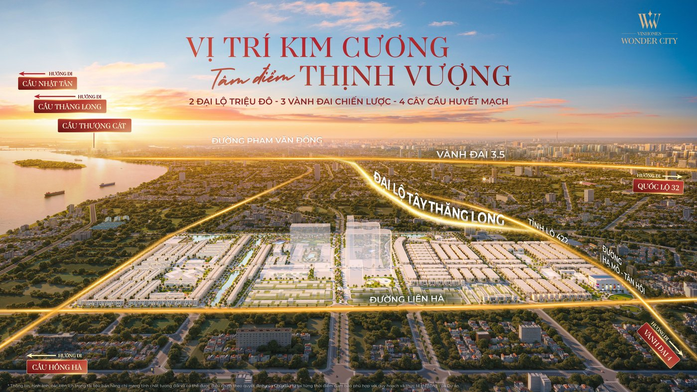 Vinhomes Wonder City tọa lạc tại vị trí chiến lược, là tâm mạch của thủ phủ kinh tế - tài chính mới phía Tây Hà Nội.