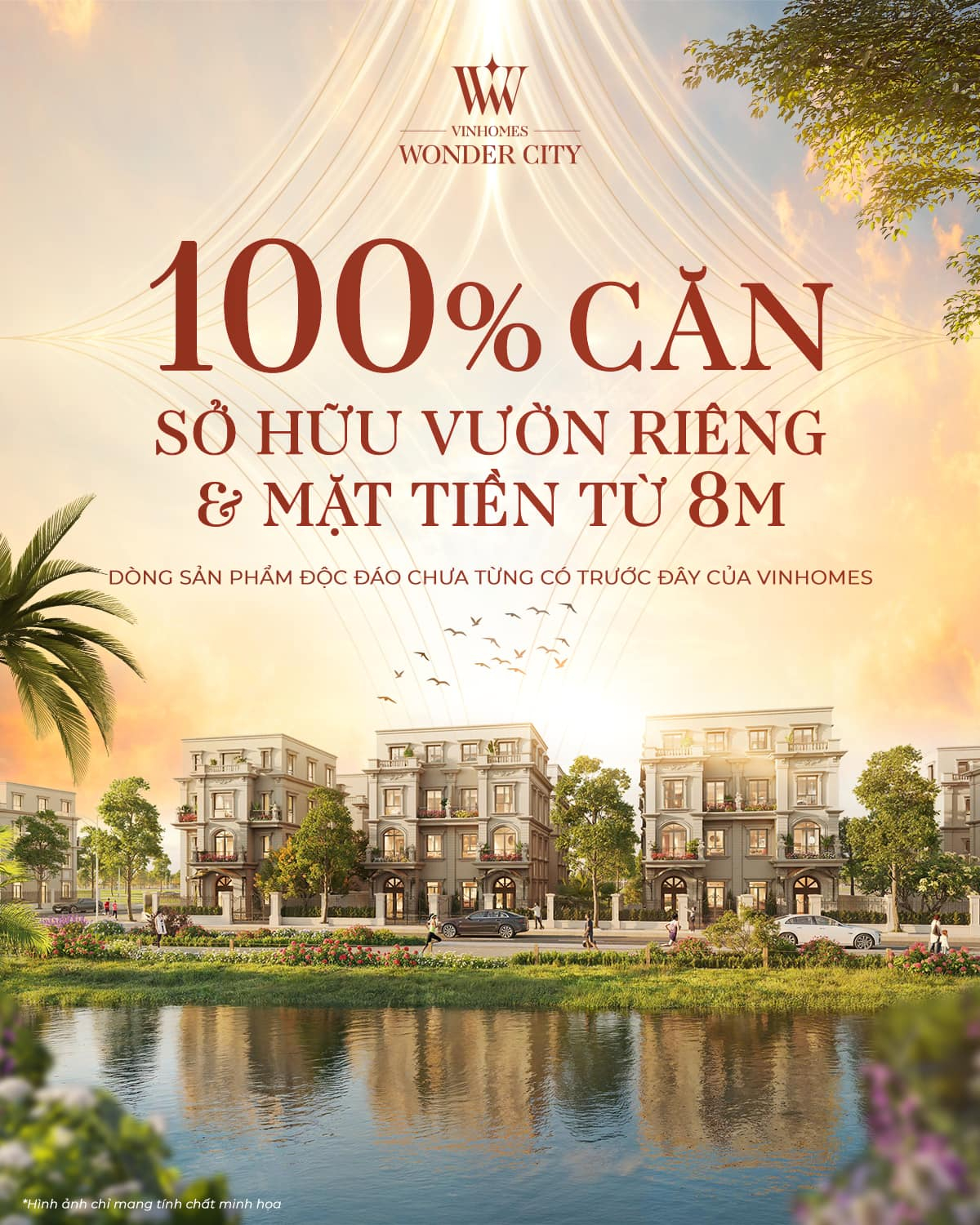 Tại Vinhomes Wonder City, 100% căn sở hữu vườn riêng và mặt tiền trên 8m.