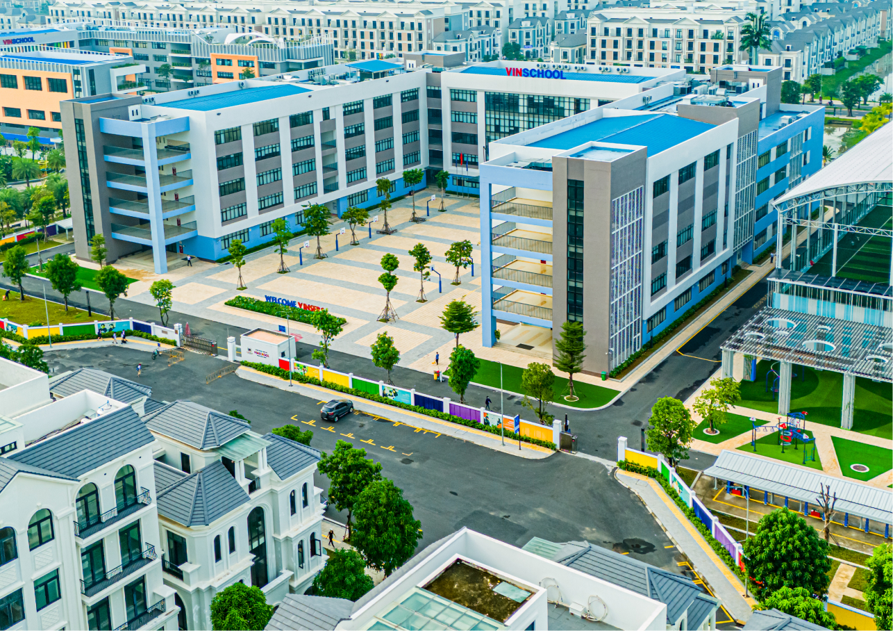 Phối cảnh hệ thống trường học Vinschool tại dự án.