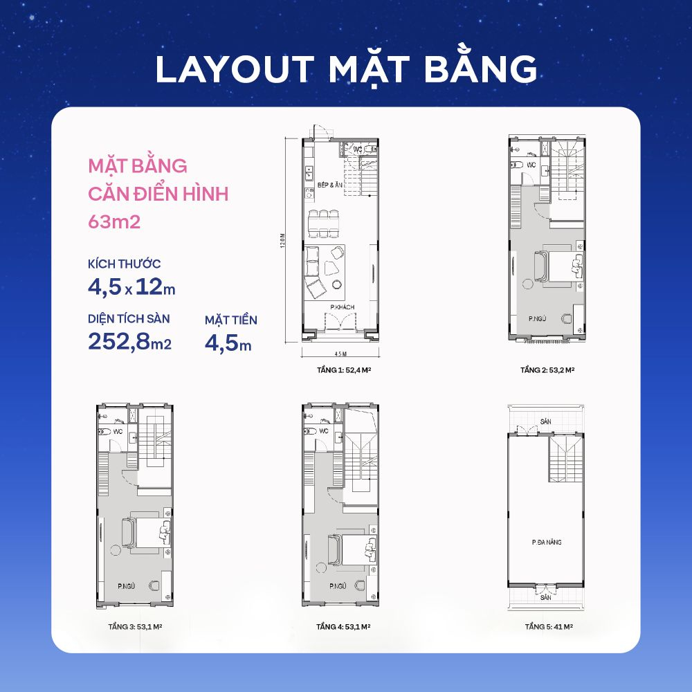 Layout mặt bằng nhà phố tại Vinhomes Global City
