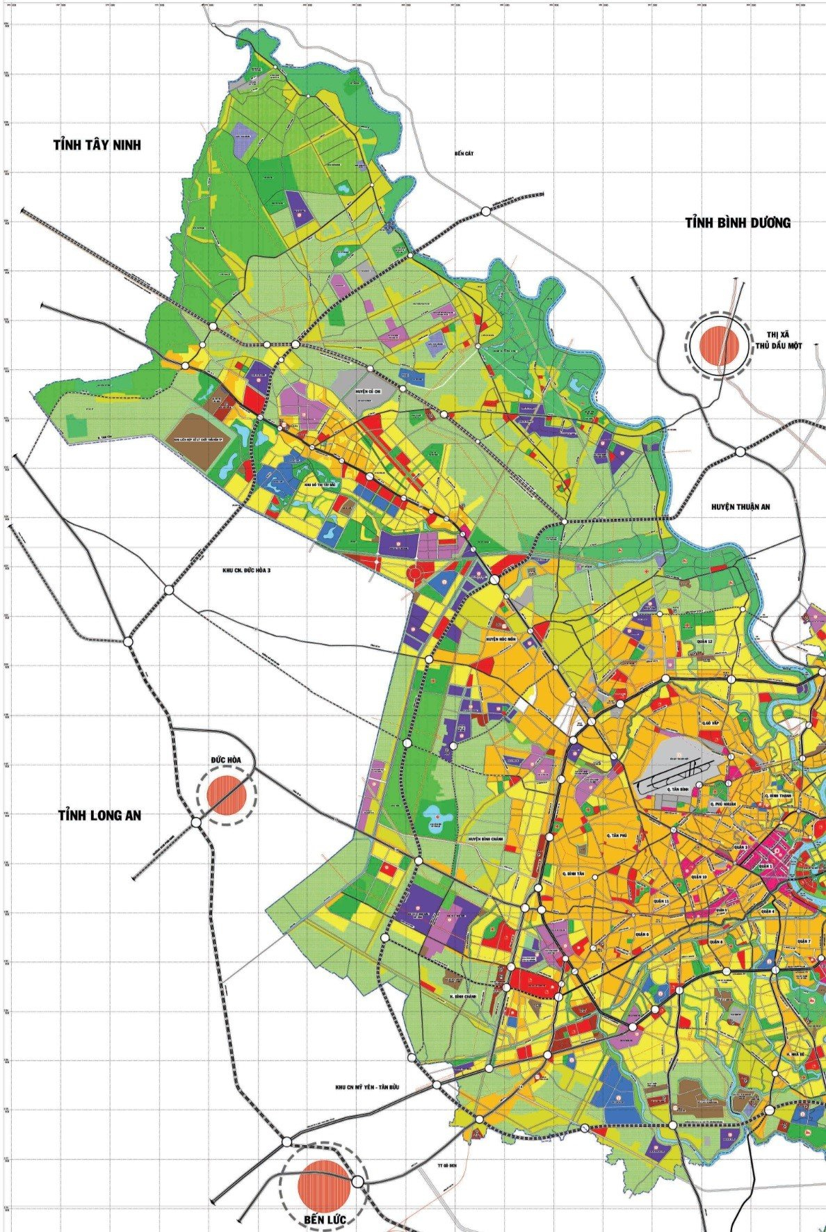 Bản đồ quy hoạch TPHCM vùng đô thị phía Tây (Ảnh: Sở Quy hoạch - Kiến trúc TP.HCM)
