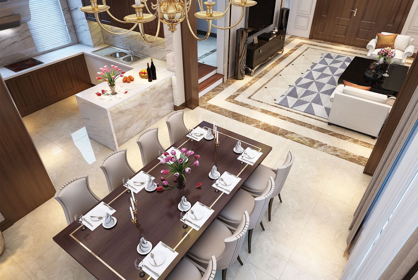 Phối cảnh nội thất biệt thự The Victoria Vinhomes Golden River tại cảng Bason, Bến Nghé, Quận 1.