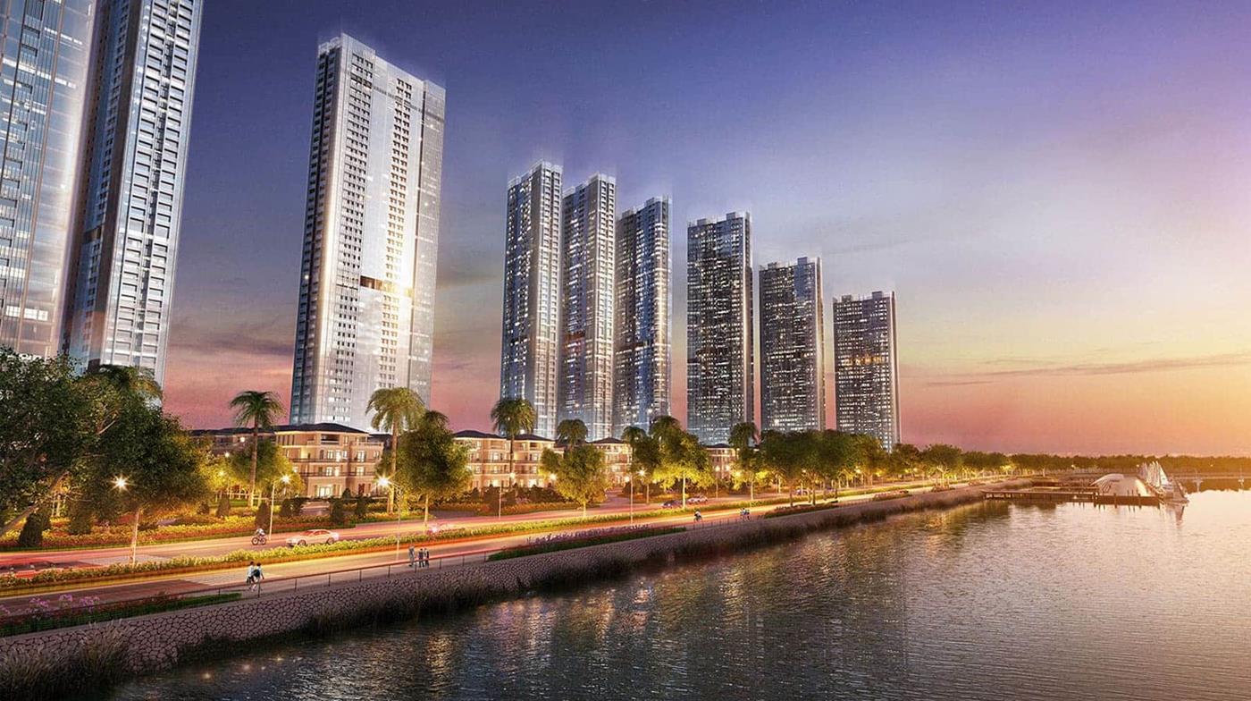 Hình ảnh phối cảnh biệt thự Bason The Victoria tại dự án Vinhomes Golden River.