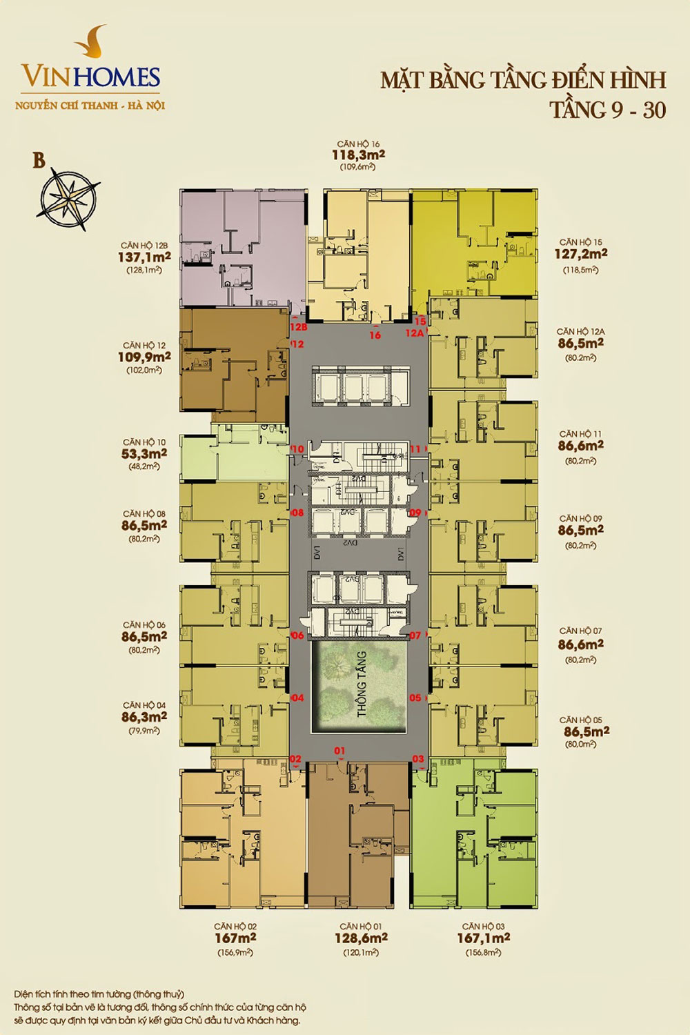 Mặt bằng tầng điển hình Vinhomes Nguyễn Chí Thanh