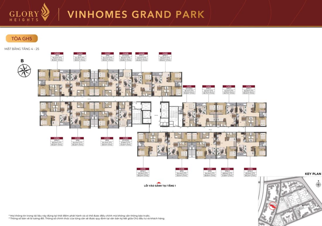 Mặt bằng tầng chi tiết Glory Heights