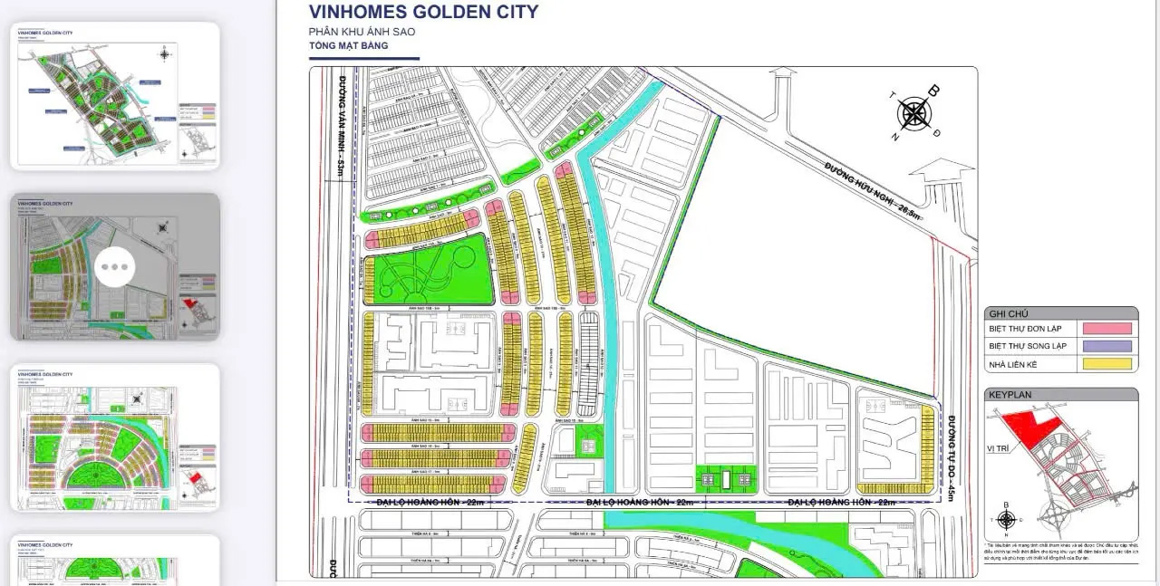 Mặt bằng 5 phân khu Vinhomes Golden City