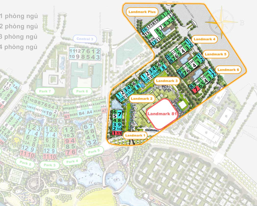 Mặt bằng phân khu Vinhomes Central Park