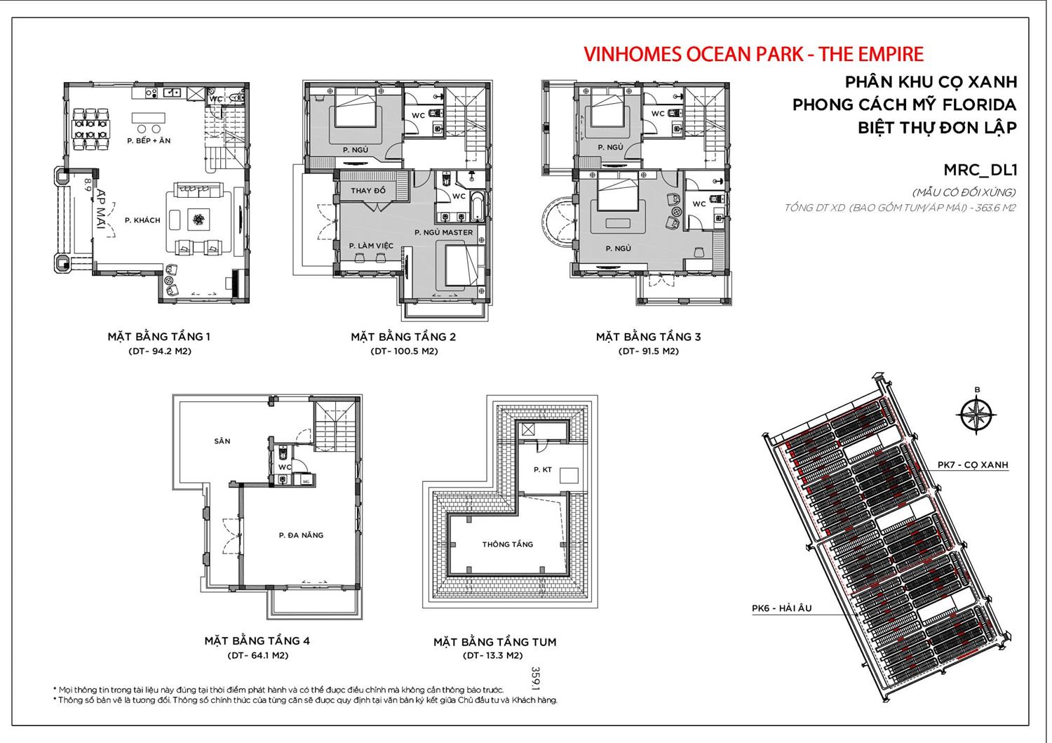 Thiết kế Sản các loại hình sản phẩm Vinhomes Ocean Park 2