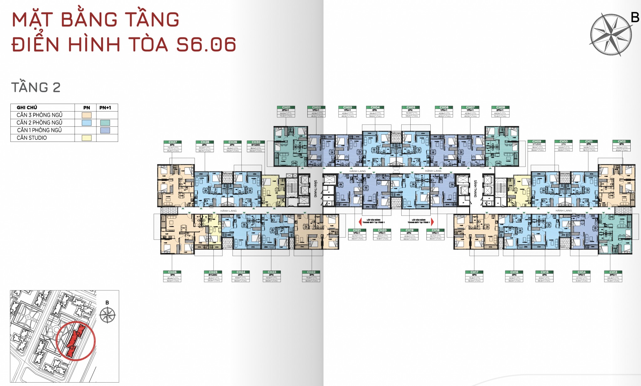 Mặt bằng tầng 2 toà S6.06 - The Origami