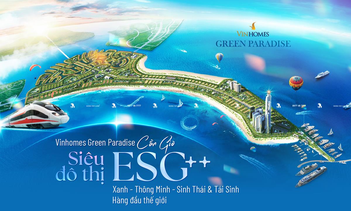 Vinhomes Green Paradise là siêu dự án đô thị du lịch lấn biển đầu tiên tại Cần Giờ, được xây dựng với quy mô xây dựng khoảng 2.870 ha