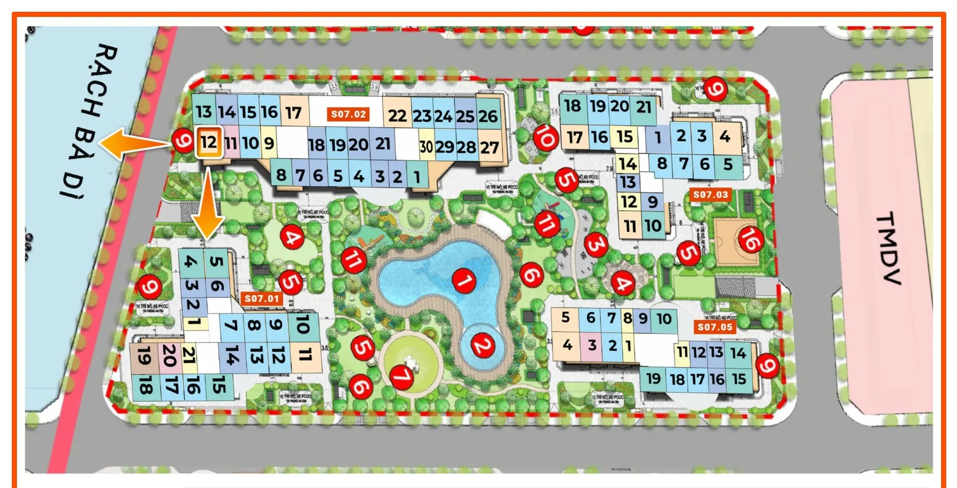  Mặt bằng chi tiết tòa S7.05 The Origami Vinhomes Grand Park