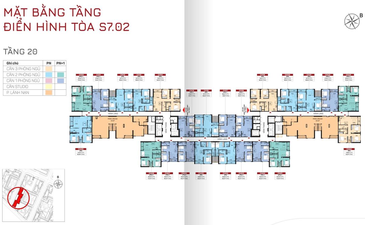 Mặt bằng tầng 20 toà S7.02 - The Origami