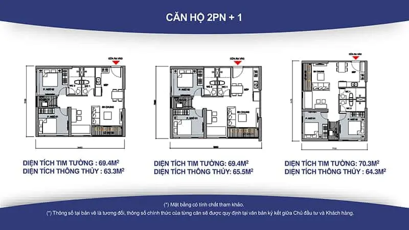 Layuot thiết kế căn hộ (2PN+1 2WC) Vinhomes Sapphire Quận 9.