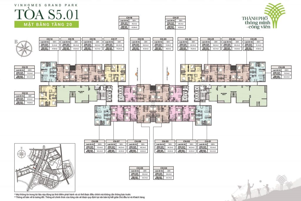 Mặt bằng tầng 20 toà S5.01 - The Rainbow