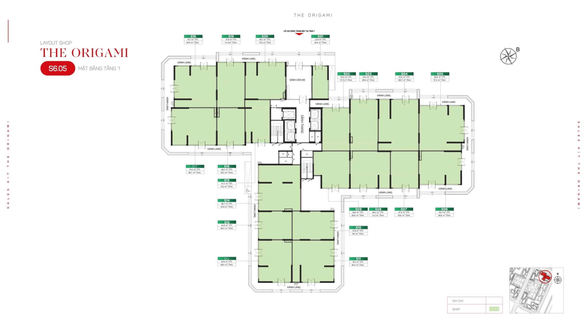 Mặt bằng tầng 1 toà S6.05 - The Origami