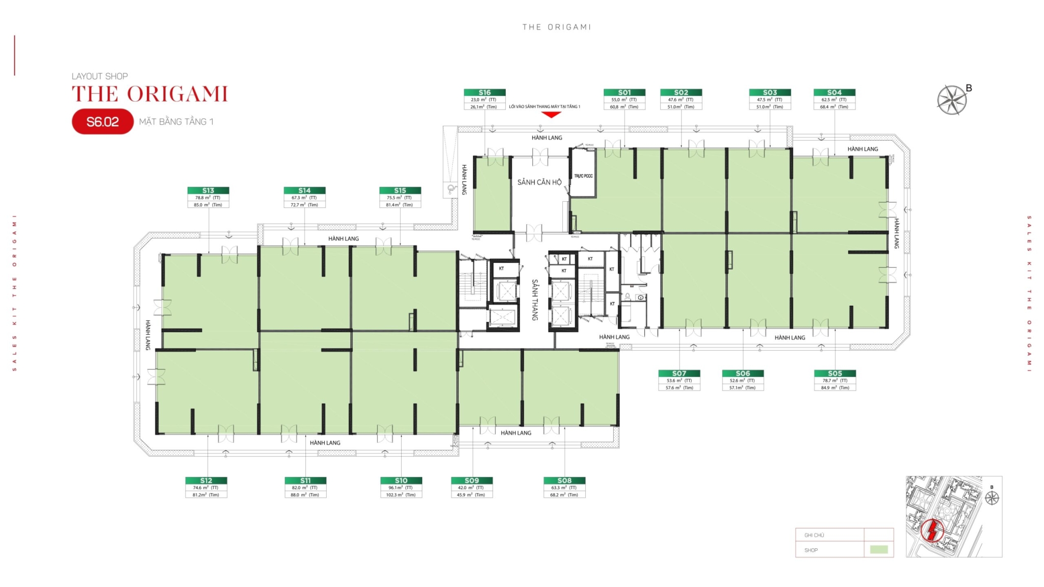 Mặt bằng tầng 1 toà S6.02 - The Origami