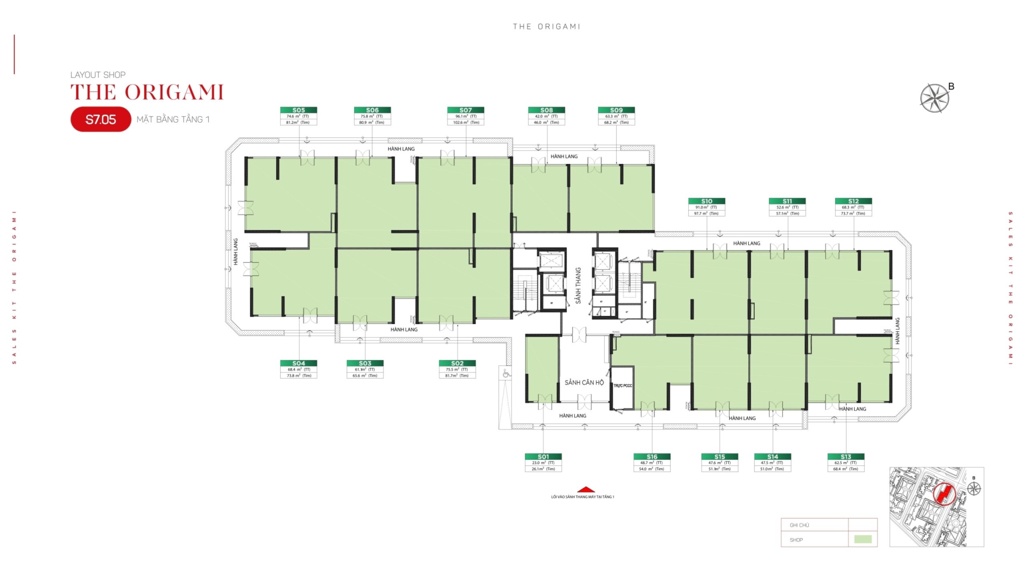 Mặt bằng tầng 1 toà S7.05 - The Origami