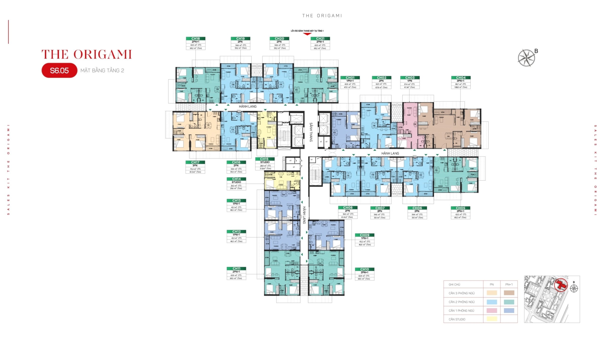 Mặt bằng tầng 2 toà S6.05 - The Origami