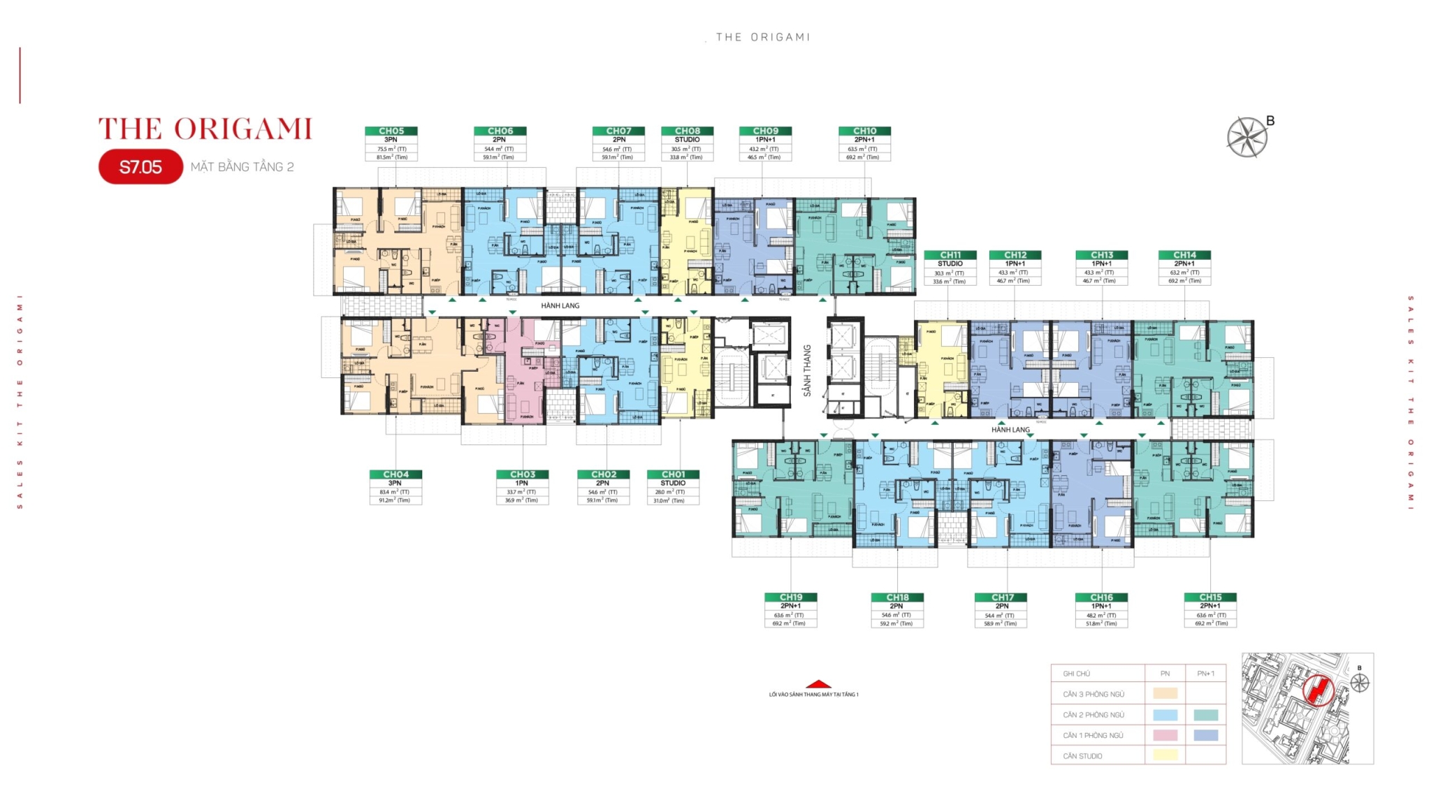 Mặt bằng tầng 2 toà S7.05 - The Origami