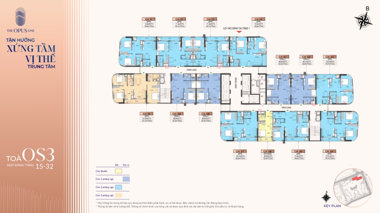 Mặt bằng tầng 15 đến tầng 32 tại tòa OS3