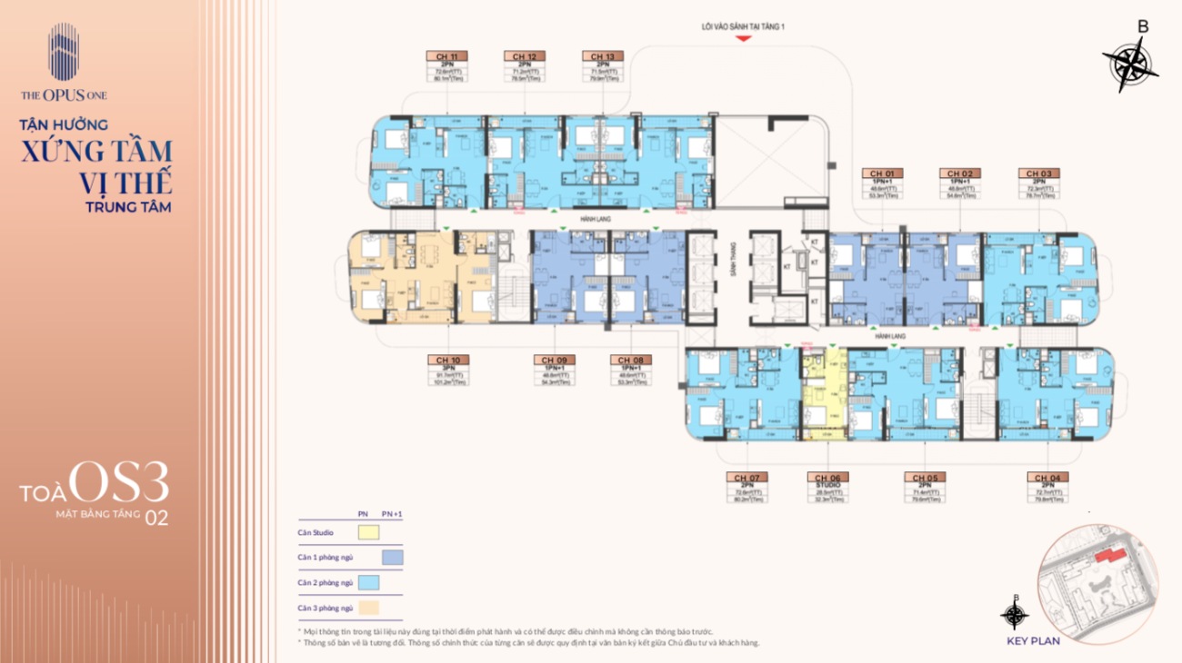 Mặt bằng tầng 2 tại tòa OS3