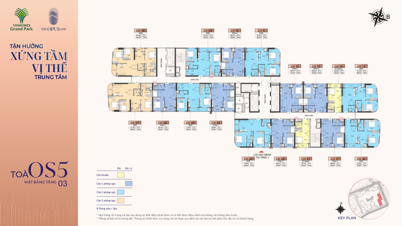 Mặt bằng tầng 3 tại tòa OS5