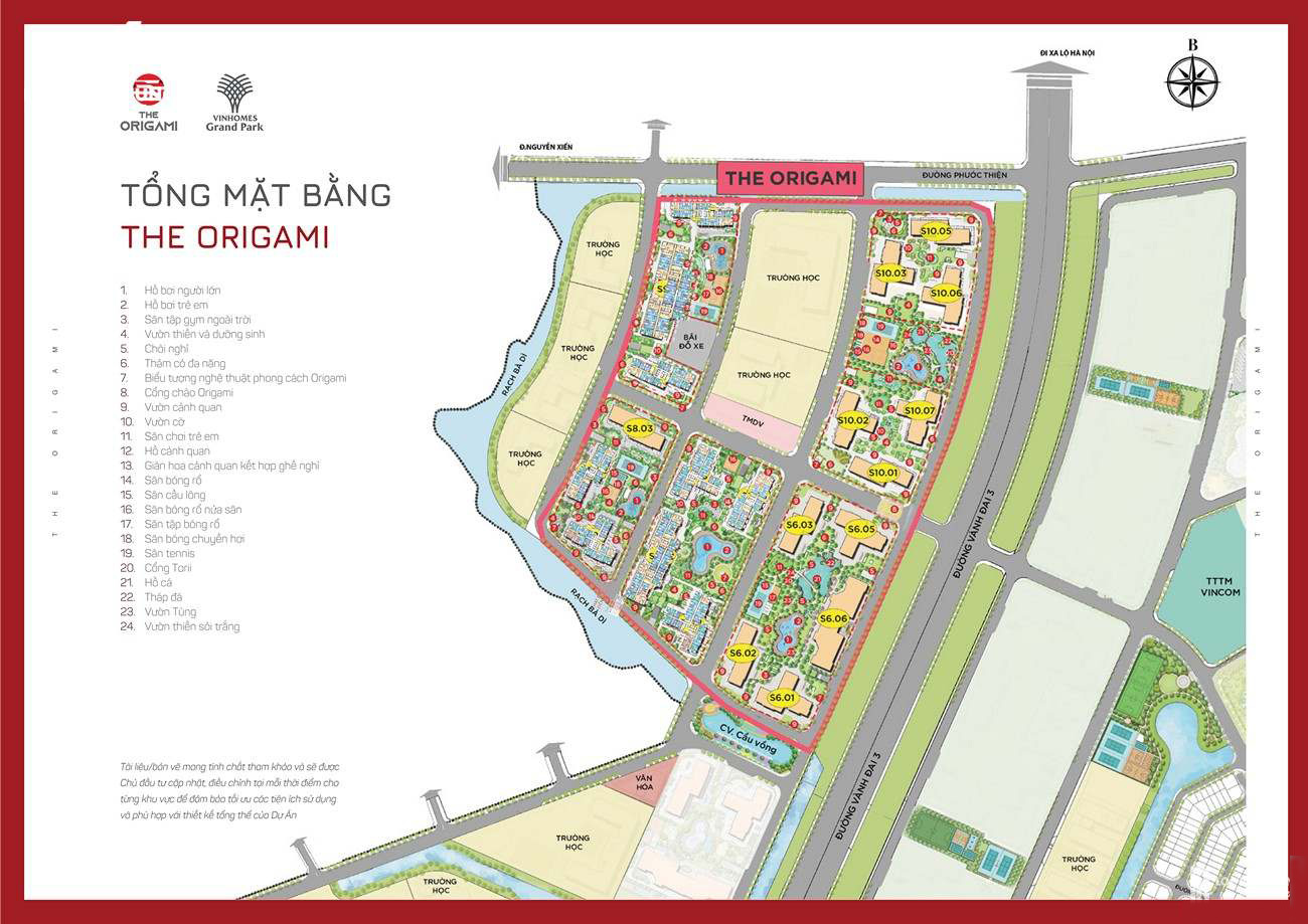 Mặt bằng tổng thể phân khu The Origami – Vinhomes Grand Park