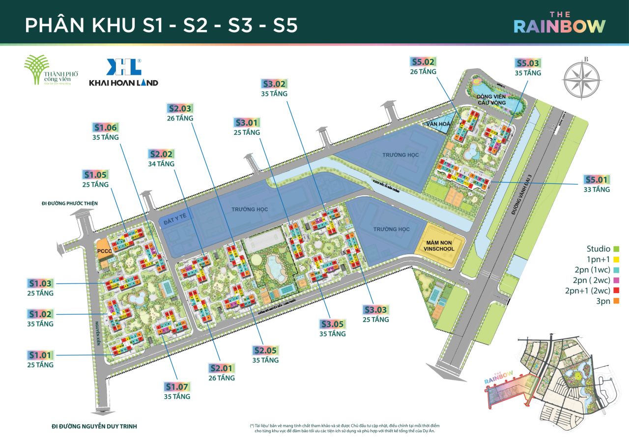 Mặt bằng tổng thể phân khu The Rainbow - Vinhomes Grand Park