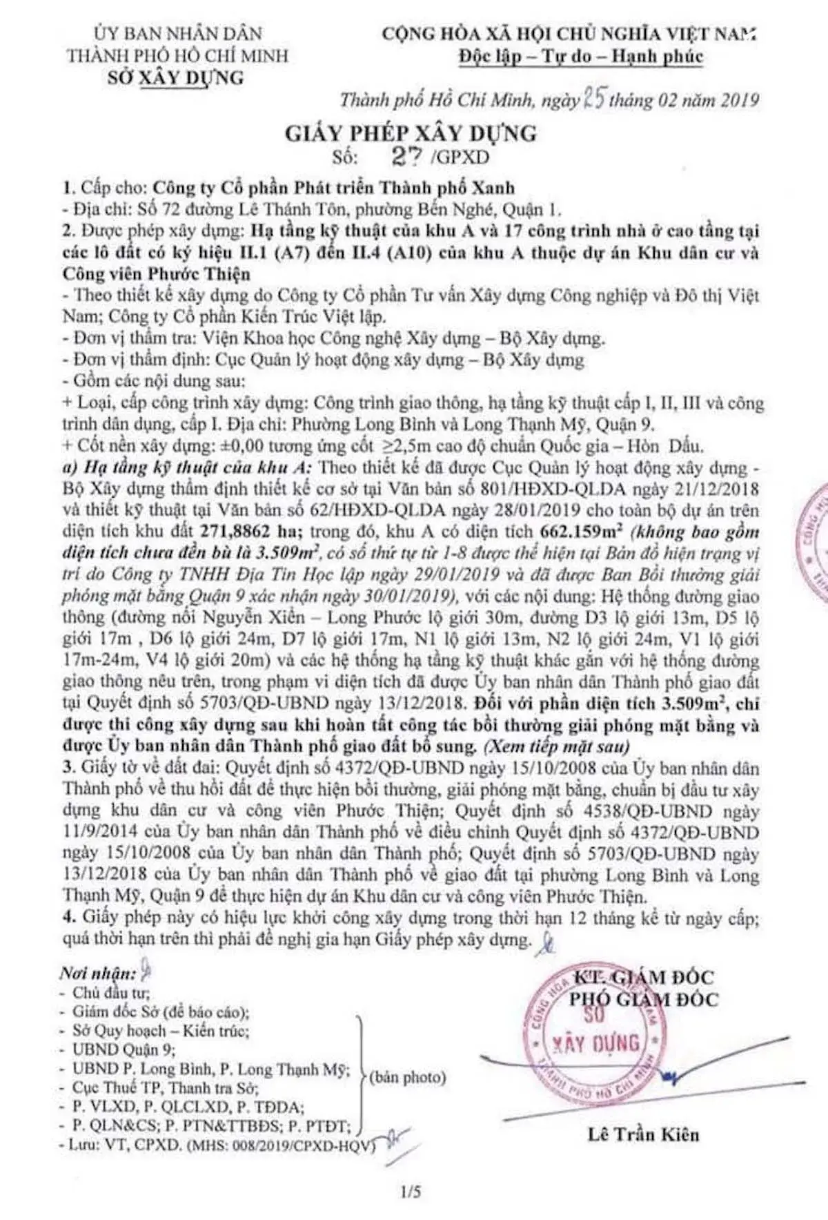 Pháp lý giấy phép xây dựng dự án The Opus One Vinhomes Grand Park