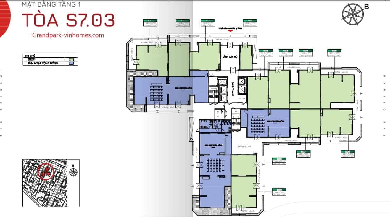 Mặt bằng tầng 1 toà S7.03 - The Origami